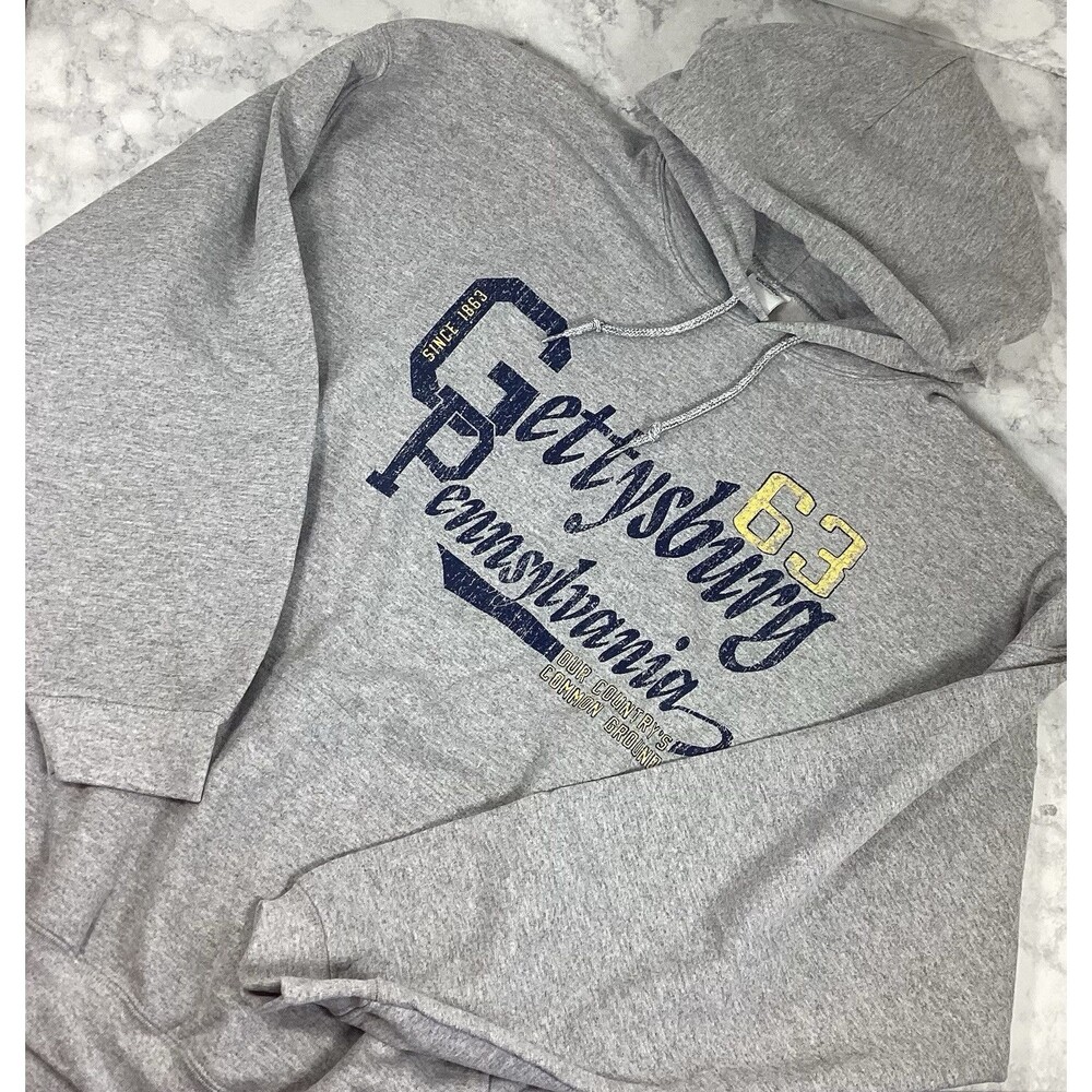 Gettysburg PA Hoodie Sweatshirt Womens 2XL Gray Fleece Long Sleeve Hooded Gildan